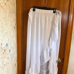 Time and Tru White High-Low Ruffle Maxi Skirt Swimsuit Coverup